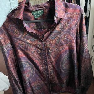 Ralph Lauren Silk Paisley Print long sleeve button up